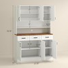 71" Kitchen Pantry Cabinet, Freestanding Farmhouse Storage Cabinet with Wide 2-Tier Microwave Stand Countertop, 3 Drawers, 6 Soft Closing Doors - 3 of 4