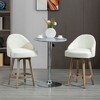 HOMCOM Bar Stools Set of 4, Linen Fabric Kitchen Counter Stools with Nailhead Trim, Rubber Wood Legs and Footrest for Dining Room, Pub, Cream White - 2 of 4