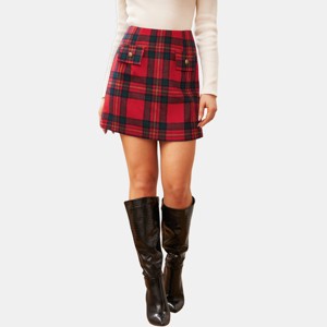 Women's Red Vibrant Tartan Plaid Mini Skirt - Cupshe - 1 of 4