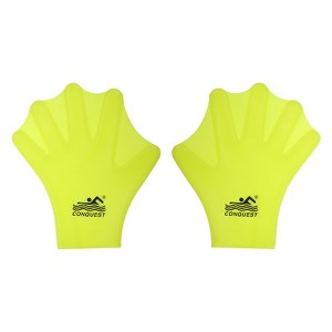 Unique Bargains Silicone Water Resistance Aquatic Gloves Yellow 1 Pairs - 1 of 4