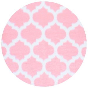 Pink Solid Loomed Round Area Rug 5