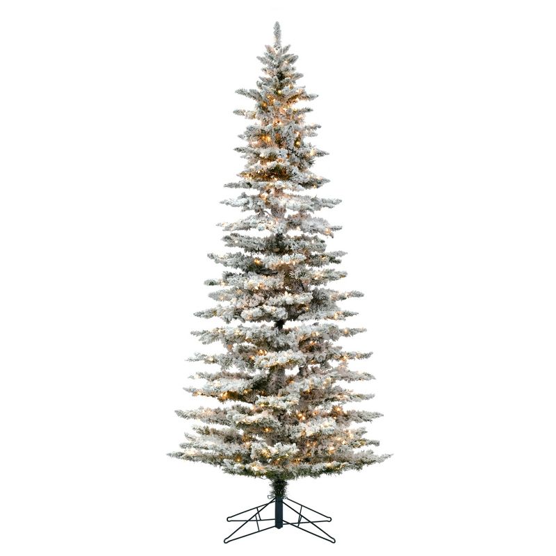 Vickerman Flocked Utica Fir Slim Artificial Christmas Tree, 1 of 8