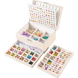 Pink Jewelry Organizer Box for Teens with Earring Holder and Storage - 1 of 4