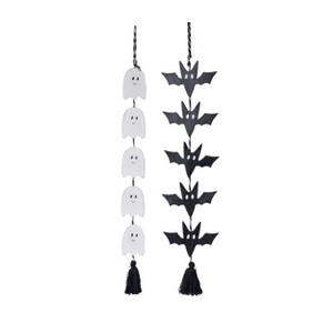 Transpac MDF/Fabric Ghost/Bat Vertical Garland Set of 2 Halloween Home Decorations - 1 of 1