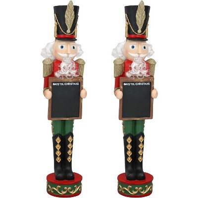 Sunnydaze Indoor/Outdoor Porch or Living Room Polyresin Friedrich the Nutcracker with Sign Christmas Holiday Decoration - 36" - 2pk