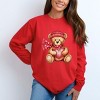 Valentine Teddy Bear Beanie - Women's Garment Dyed Long Sleeve Graphic T-Shirt - 3 of 4