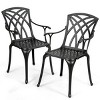 Costway Set of 2 Cast Aluminum Dining Chairs  Solid Construction W/Armrest Black - 3 of 4