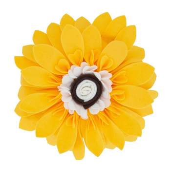 Saro Lifestyle Felt Flower Throw Pillow With Poly Filling, Yellow, 13" Round
