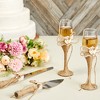 Juvale 4 Piece Rustic-Style Wedding Cake Knife and Server Set with Champagne Glasses for Bride and Groom, Country Theme Wedding Supplies - 3 of 4