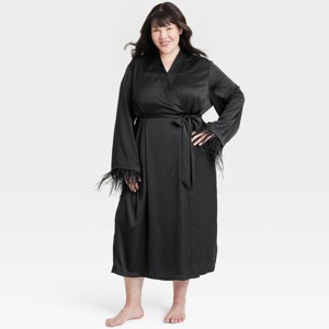 Women's Satin & Feather Robe - Auden™ - 1 of 3