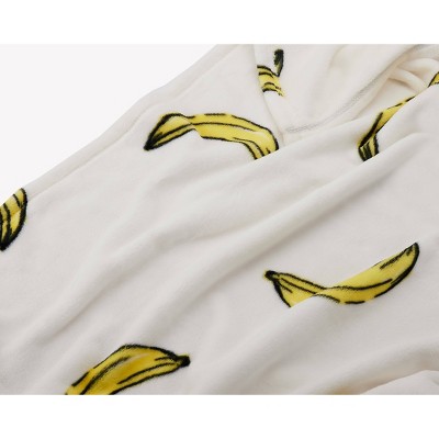 Yellow and White Banana Toss Plush Throw Blanket 50" x 60"
