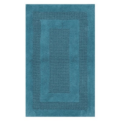 Racetrack Non-Slip Cotton Bath Rug 20" x 30" Aqua by Perthshire Platinum Collection