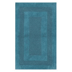 Racetrack Non-Slip Cotton Bath Rug 20" x 30" Aqua by Perthshire Platinum Collection - 1 of 3