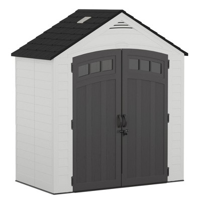 Suncast Vista 7 ft. x 4 ft. Resin Vertical Peak Storage Shed with Floor Kit