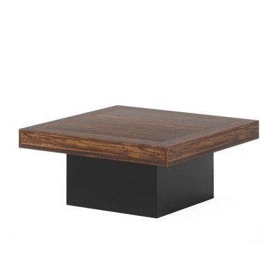 NicBex 35.43" W Square Wood Coffee Table Center Dining Table with LED Lights for Living Room