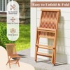 Tangkula 3 PCS Folding Patio Bistro Set Teak Wood Table & Chairs w/ Slatted Tabletop - 3 of 4