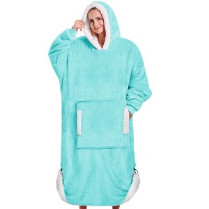 Inhand Gray Fuzzy Wearable Hoodie Blanket - Oversized Cozy Polyester Sweatshirt for Women, One Size Fits All - The Perfect Warm Gift - 1 of 4