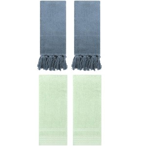 REGALWOVEN 4 Packs Striped and Tassels Hand Towels for Bathroom 14" x 30" - 1 of 4