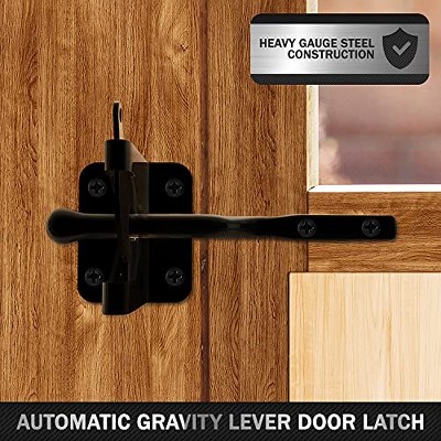 Black Steel Automatic Self-Locking Gate Latch for Wood and Metal Fences