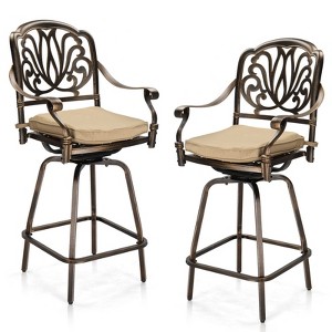 Karl Home | 51 in. Cast Aluminum Outdoor Swivel Bar Stools (Set Of 2) - 1 of 4