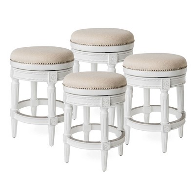 Maven Lane Pullman Backless Upholstered Kitchen Stool with Fabric Cushion Seat, Set of 4