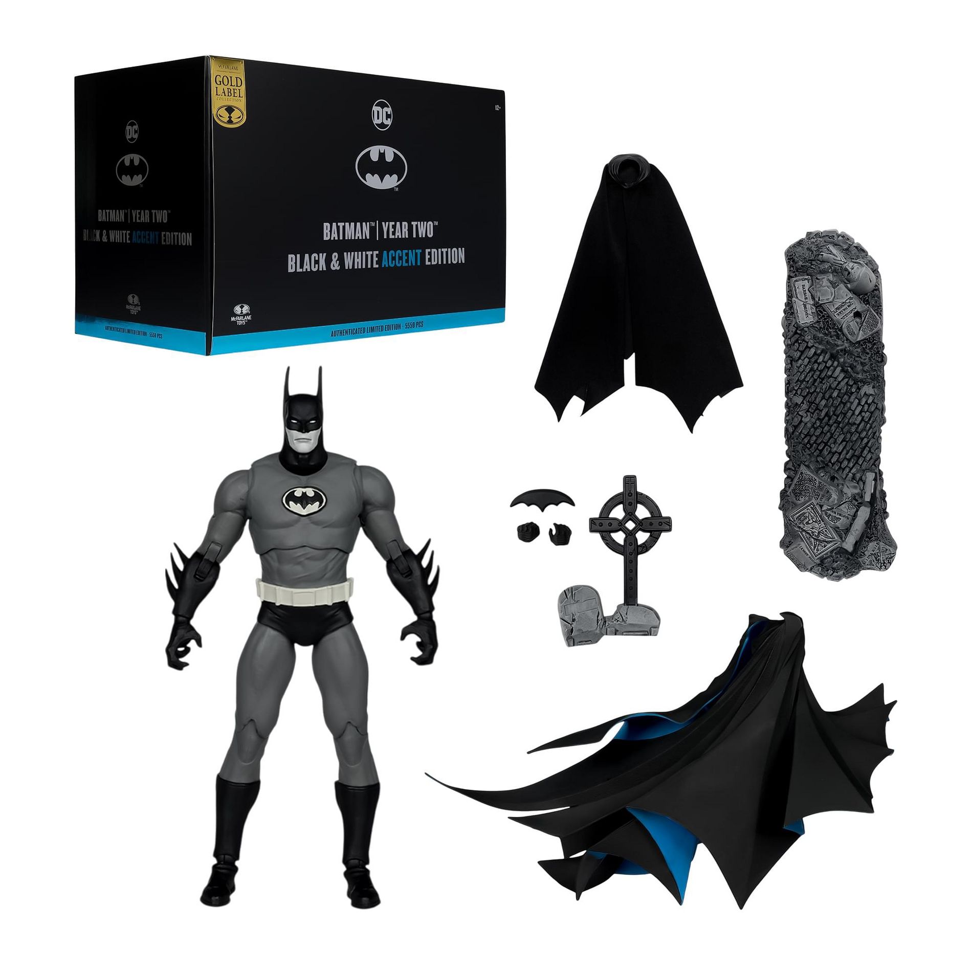 Mcfarlane Toys DC Multiverse Batman: Year Two Figure | Gold Label Batman BW Accent Edition