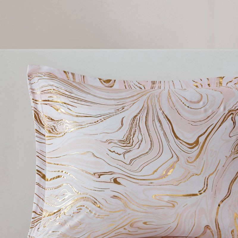 Intelligent Design Vanessa Metallic Printed Duvet Cover Set Blush/Gold, 6 of 17