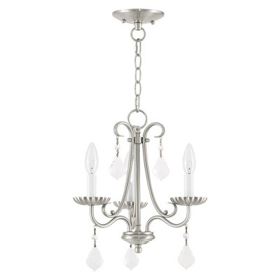 Elegant Brushed Nickel Mini Chandelier with Crystal Accents