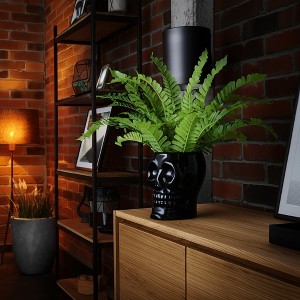 Sagebrook Home Ceramic Skull Vase - Contemporary Decorative Skull Vase for Succulents or Small Plants - Indoor or Outdoor Skull Vase - 1 of 4