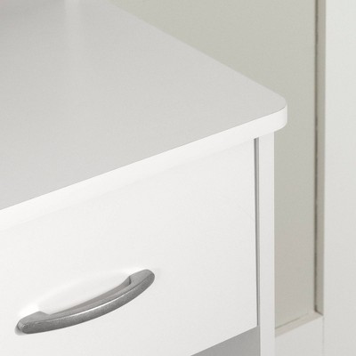 White Wood Computer Desk with Hutch and Drawer