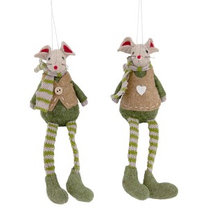 Northlight Set of 2 Boy and Girl Mice Christmas Ornaments 7.5" - 1 of 4