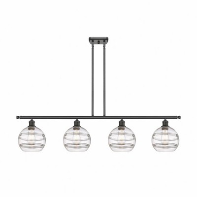 Rochester - 4 Light Stem Hung Island In Industrial Style-10.38 Inches Tall and 48 Inches Wide