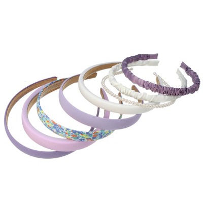Unique Bargains Women's Fashion Different Designs Faux Pearl Headbands Set Multicolored 8 Pcs