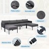 Coolbibila-6-Pieces Aluminum Patio Furniture Set, Sofa Set With Removable Olefin Extra Thick Cushions, Modern Metal Patio Furniture - 3 of 4