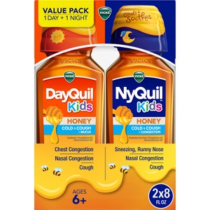 Vicks Kids DayQuil & NyQuil Honey Cold & Cough Medicine Liquid - 16 fl oz - 1 of 4