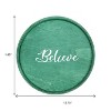 HomeRoots 14" Green And White Believe Round Serving Tray With Handles - 3 of 4