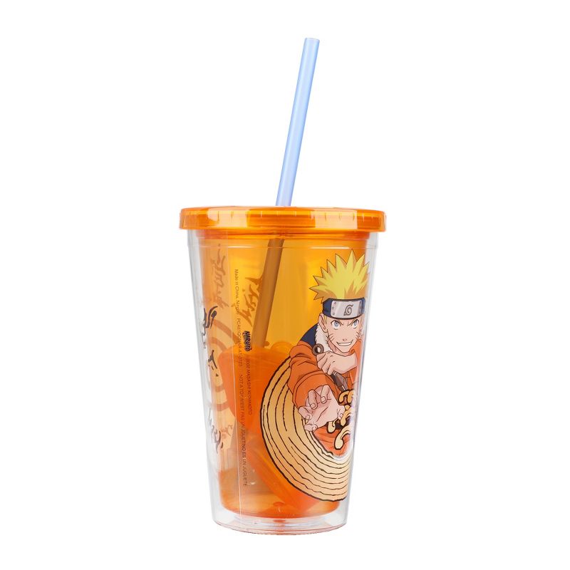 Naruto 16 Oz. Acrylic Cup With Reusable Staw and Ice Cubes, 3 of 7