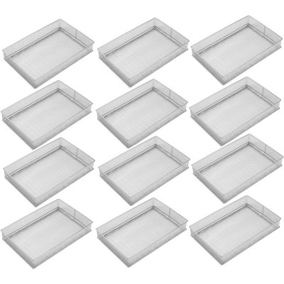 YBM Home Silver Mesh Drawer and Desk Organizer Tray, Pack of 12