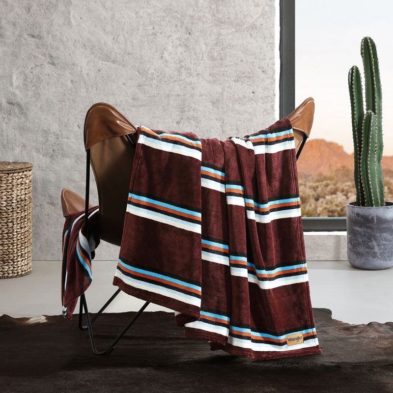 Wrangler Western Saddle Stripe Red Twin Blanket, 3 of 8