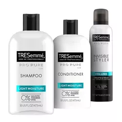 Tresemme Pro Pure Light Moisture Shampoo & Conditioner + Invisible Styler Hair Spray Bundle - 3pc