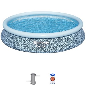 Bestway Fast Set PVC 15' Above Ground Round Inflatable Swimming Pool Set with 530 GPH Filter Pump - 1 of 4