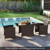 Tangkula 3 Piece Patio Wicker Dining Set 2 Rattan Chairs w/ Rectangle Tempered Glass Dining Table - 2 of 4
