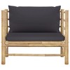 vidaXL Patio Lounge Set Outdoor Sectional Sofa with Cushions Tea Table Bamboo - Dark Gray Armchair - 3 of 4