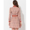 Allegra K Women's Contrast Collar Button Front Vintage Long Sleeve Floral Shirt Dresses - 4 of 4
