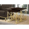 Monarch Specialties Nesting Table Set Of 2 Side End Metal Accent Living Room Bedroom Metal Laminate Brown Gold Contemporary Modern - 4 of 4