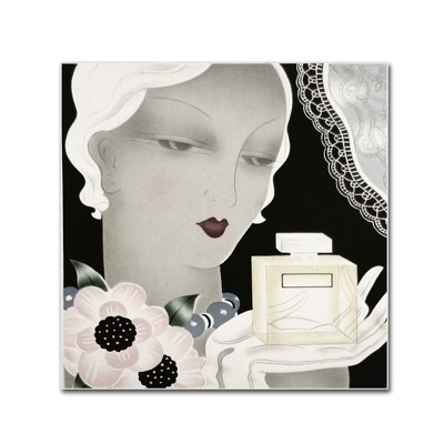 Vintage Art Deco Flapper Canvas with Floral and Perfume Design