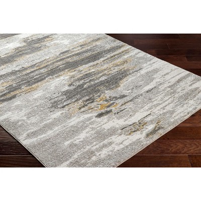 Derex Abstract Gray and Ivory Medium Pile Rectangle Rug