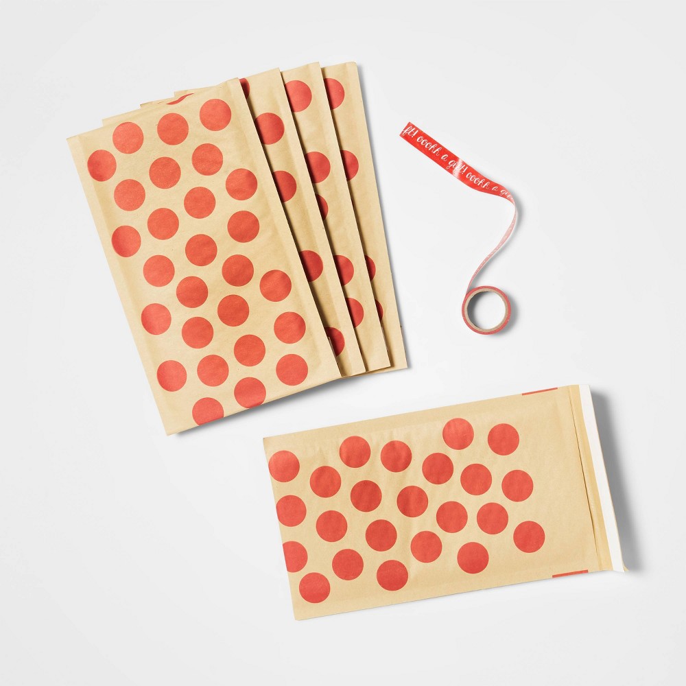 5pk Printed Mailer with Large Dots Red - Wondershop