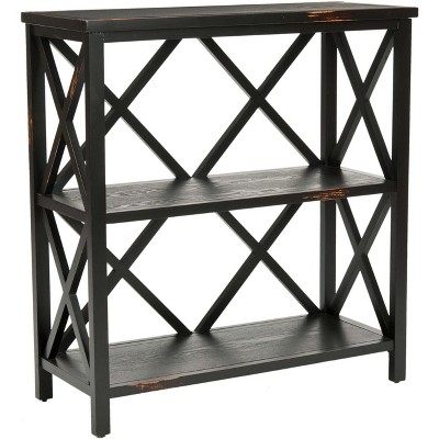 Lucas Distressed Black Pine Wood Etagere Display Stand