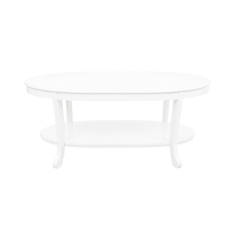 Dermott Traditional Oval Coffee Table with Bottom Shelf Rustic White - Powell, 3 of 7